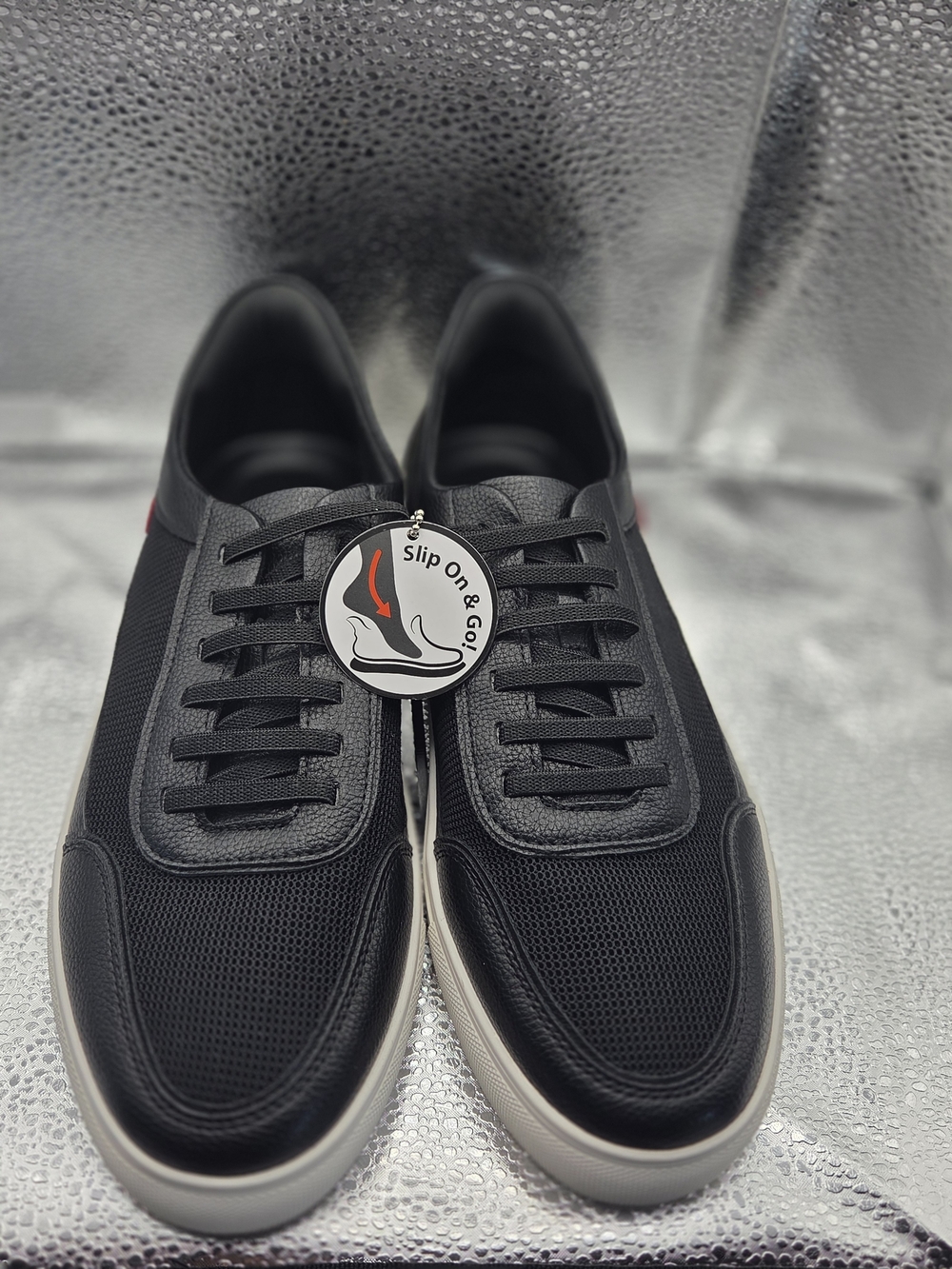 Marc Joseph Black Mesh & Leather Low-Top Sneakers with White Sole